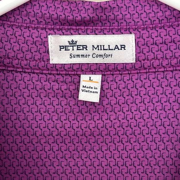 Peter Millar Men's Large Summer Comfort Performance Golf Polo Purple Shirt - Picture 3 of 6